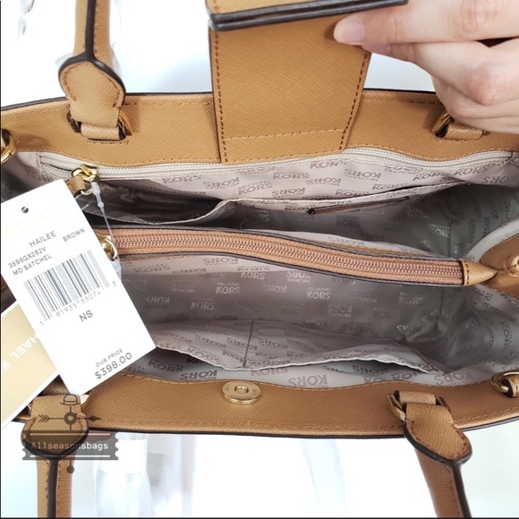 NWT Michael Kors Hailee Medium Satchel Brown Bag - Picture 6 of 7